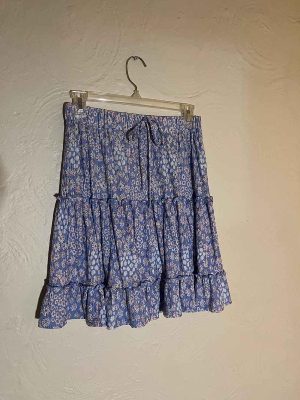 Caution To The Wind Blue Floral Tiered Mini Skirt